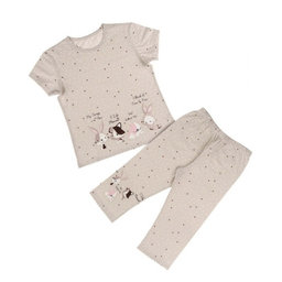 Donella Dievčenské bavlnené pyžamko, kr. rukáv + kraťasky - Cute Animals, šedá, 134/140