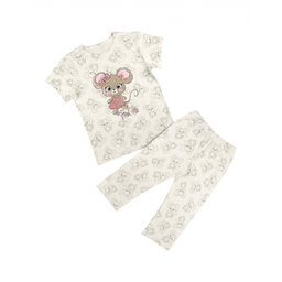 Donella Dievčenské bavl. pyžamko, kr. rukáv + 3/4 kalhoty, Baby Find Me - krémové, 134/140