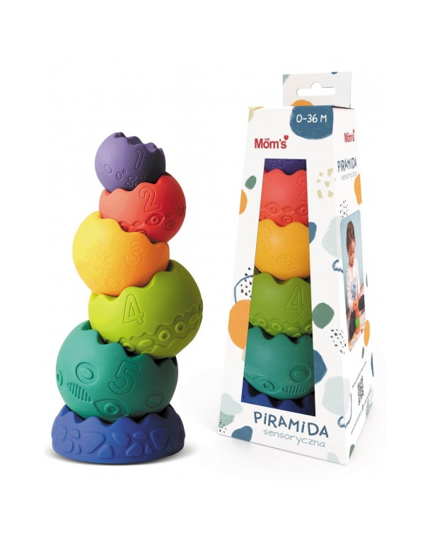 Hencz Toys Interaktívna pyramída Škrupiny - 6 dielov - pastelová