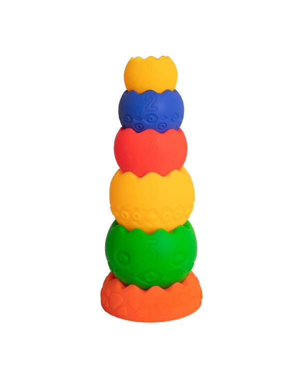 Hencz Toys Interaktívna pyramída Škrupiny - 6 dielov - pestrofarebná