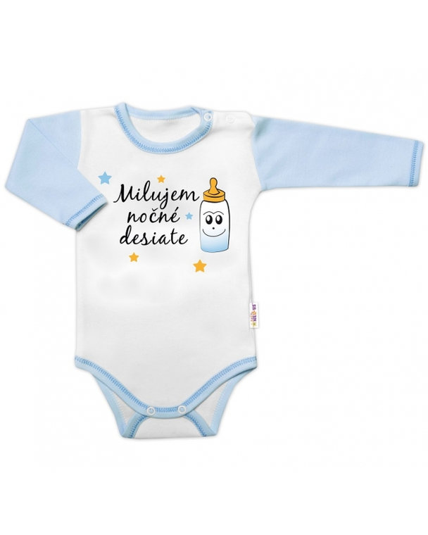 Body dl.rukáv s vtip. textom Baby Nellys, Milujem nočné desiate, veľ. 80, chalan