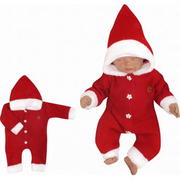 Z&Z Detský pletený overal s kapucňou Baby Santa, červený, veľ. 74