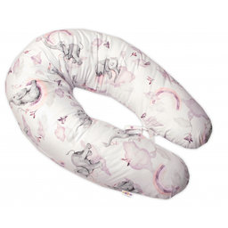 Dojčiace bavlnený vankúš - relaxačná poduška Baby Nellys, Slon a Dúha, ružový