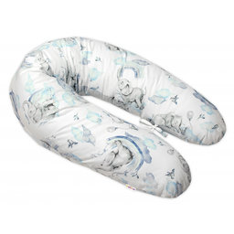 Dojčiace bavlnený vankúš - relaxačná poduška Baby Nellys, Slon a Dúha, modrý