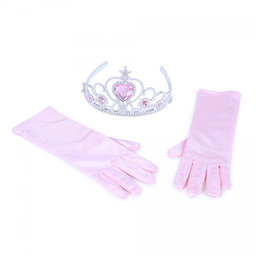 Sada princezná rukavice s korunkou - ružová