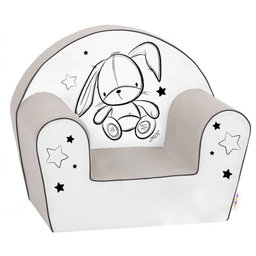 Detské kresielko, pohovka LUX Cute Bunny Baby Nellys, šedé, biele