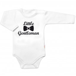 Body dl. rukáv Little Gentleman, bavlna Baby Nellys, bielo/čierne, veľ. 68