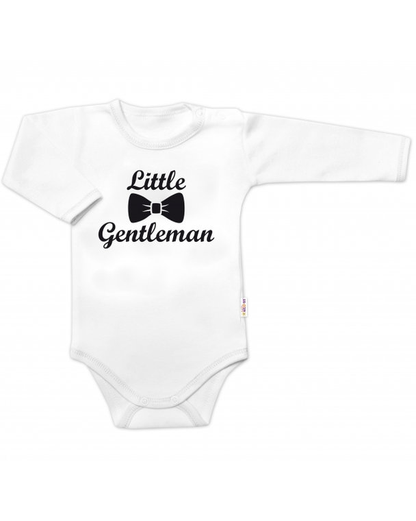 Body dl. rukáv Little Gentleman, bavlna Baby Nellys, bielo/čierne, veľ. 68