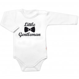 Body dl. rukáv Little Gentleman, bavlna Baby Nellys, bielo/čierne, veľ. 86