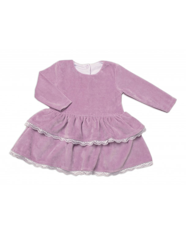 Dievčenské velúrové šaty Olivie s čipkou Mrofi, lila