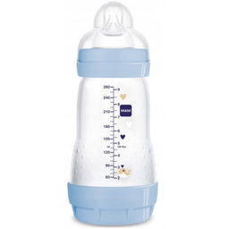Antikoliková fľaštička MAM Perfect Start, Zvieratká, 260 ml, modrá