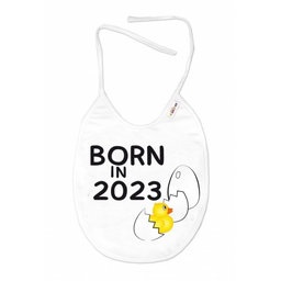 Nepremokavý podbradník, 24 x 27 cm - Born in 2023, Baby Nellys  - biely