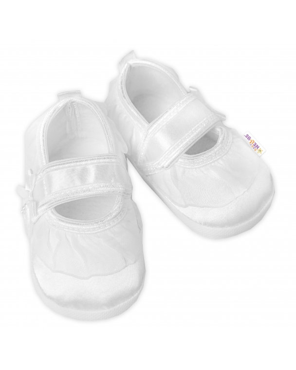 Dojčenské capáčky/topánočky s čipkou a mašľou, Baby Nellys, biele