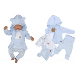 Novorodenecká sada 4D, body kr. rukáv, tepláčiky, kabátik a čiapočka Z&amp;Z, modrá