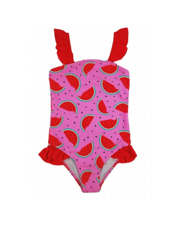 Dievčenské jednodielne plavky s volánikmi - Noviti, Melón, ružové, veľ. 128/134