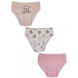 Dievčenské bavlnené nohavičky, Cat - 3ks v balení, ružovo/biele, veľ. 134/140 cm