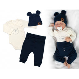 Zavinovacie body dl.rukáv, tepláčky a čiapočka Little Bear, Baby Nellys, granát, veľ. 62