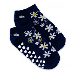Detské ponožky s ABS Kvetinky - tm. modré