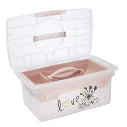 Prenosný box s organizérom Minnie Mouse Keeeper, transparentná/púdrová ružová