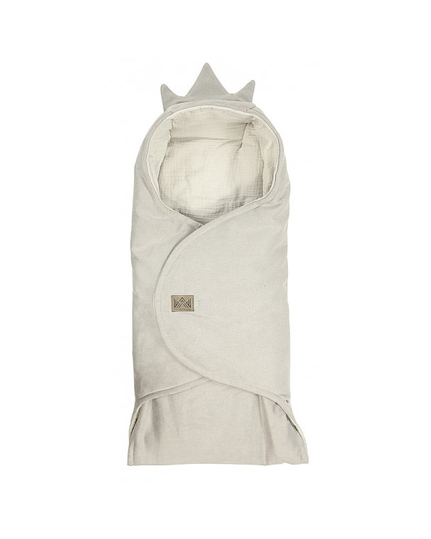 Zavinovacia deka s kapucňou Little Elite, 100 x 115 cm, Kralovská koruna - sivá