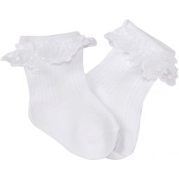 Bavlnené ponožky s čipkovým volánikom Baby Nellys, biele, veľ. 86/92