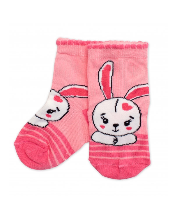 Detské bavlnené ponožky Zajačik - ružové