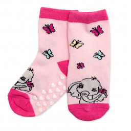 Detské ponožky s ABS Sloník - ružové