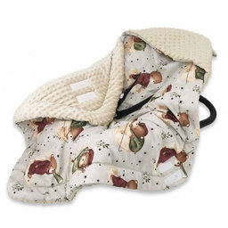 Oteplená zavin. deka s kapucňou minky + bavlna, 90 x 90 cm, Teddy and Moon - béžová