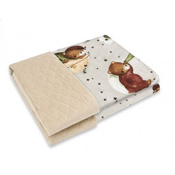 Obojstranná deka, Bavlna/prešívaný velvet 100 x 70 cm, Teddy and Moon - béžová