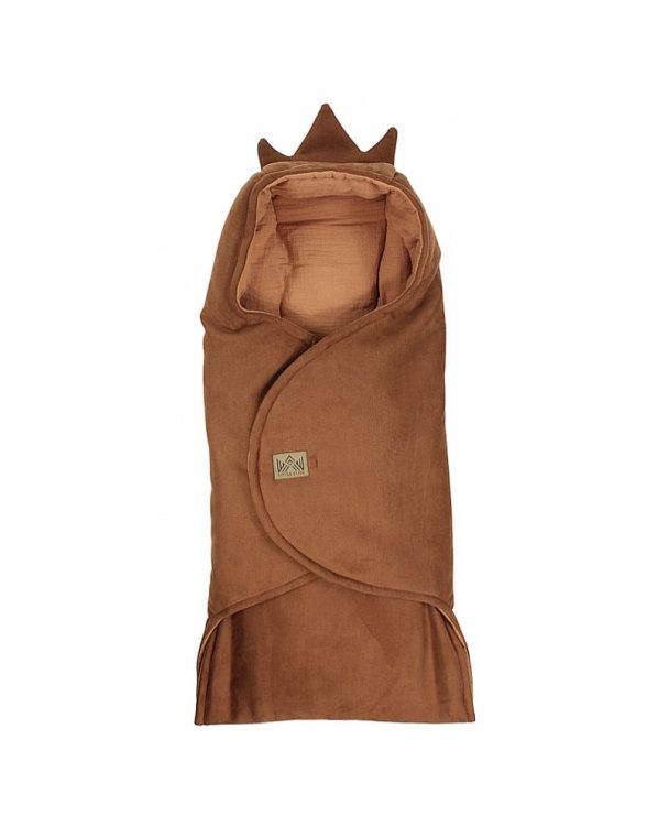 Zavinovacia deka s kapucňou Little Elite, 100 x 115 cm, Kralovská koruna - hnedá