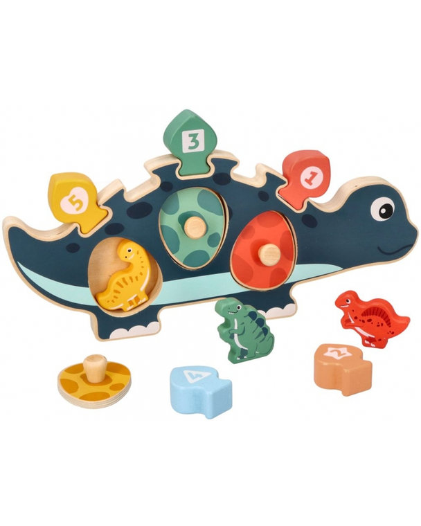 Edukačná hračka puzzle s číslami, Adam Toys , Dinosaurus mamička - modrý