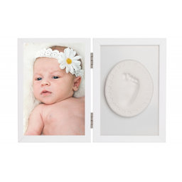 Baby Odtlačok - Dvojitý rámček s modelínou pre odtlačok ručičky alebo nožičky, biely