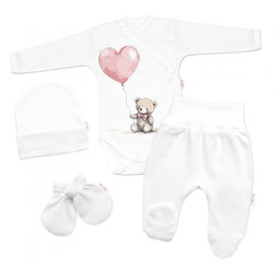 Súprava do pôrodnice pre bábätko 4D Teddy Love, Baby Nellys - biela/ružová, veľ. 56