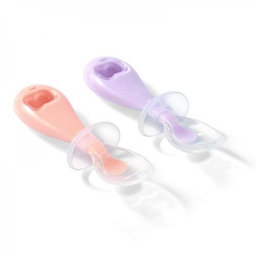 Silikónové lyžičky, pre babatko mäkké, flexibilné 2 ks, ružová/liala
