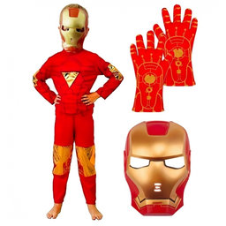 Detský kostým Iron man s maskou a rukavicami 122-134 L