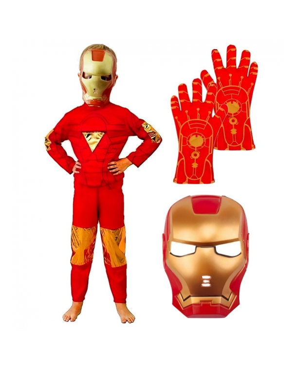 Detský kostým Iron man s maskou a rukavicami 122-134 L