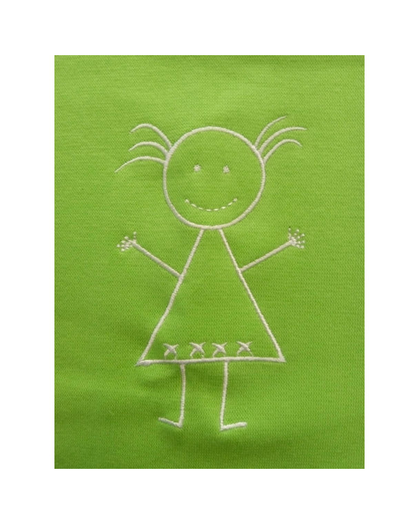 Tehotenský pás s výšivkou - dievča - zelené jablko, Be MaaMaa