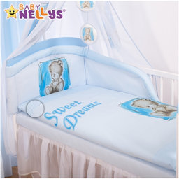 Baby Nellys Mantinel s obliečkami Sweet Dreams by Teddy - modrý