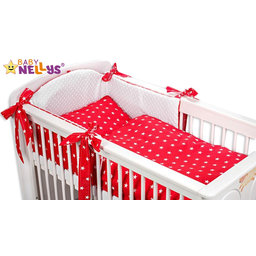 Baby Nellys Mantinel s obliečkami Mink BABY - červené hviezdičky, 135x100 cm