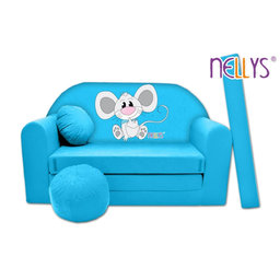 Rozkladacia detská pohovka Nellys ® Myška v modrom