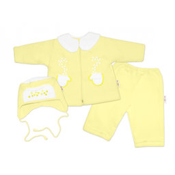 Kabátik, čiapočka a nohavice Baby Nellys ® - krémovo žltá, veľ. 74