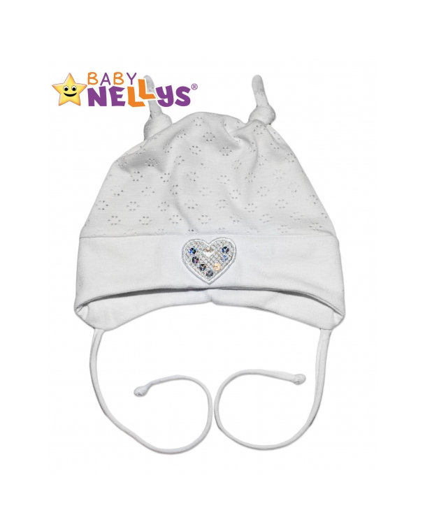 Bavlnená čiapočka Srdíčko Baby Nellys ® - biele
