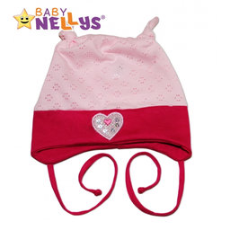 Bavlnená čiapočka Srdiečko Baby Nellys ® - sv.ružová / tm. ružová