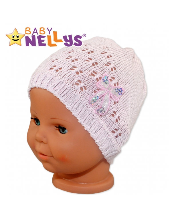 Háčkovaná čiapočka Mašle Baby Nellys ® - s flitry