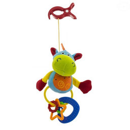 Euro Baby Plyšová hračka s klipom a hrkálkou - Hippo