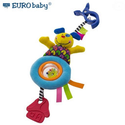 Euro Baby Plyšová hračka s klipom a hrkálkou - Psík