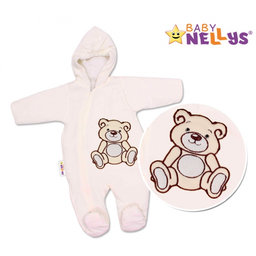 BABY NELLYS Kombinézka/overal Medvedík Teddy - smotanová