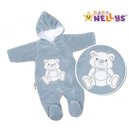 BABY NELLYS Kombinézka/overal Medvedík Teddy - šedá