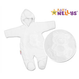 BABY NELLYS Kombinézka/overal Medvedík Teddy - biela