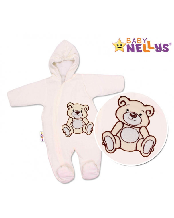 BABY NELLYS Kombinézka/overal Medvedík Teddy - smotanová